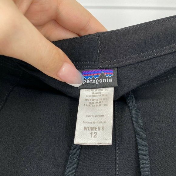 Patagonia Straight Leg Athletic Pants Size 12 Stretch Pull On Drawstring Black - Picture 4 of 10